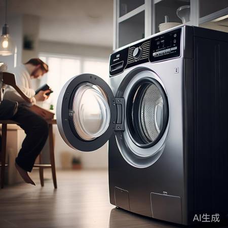 洗衣机启动，自动洗涤。