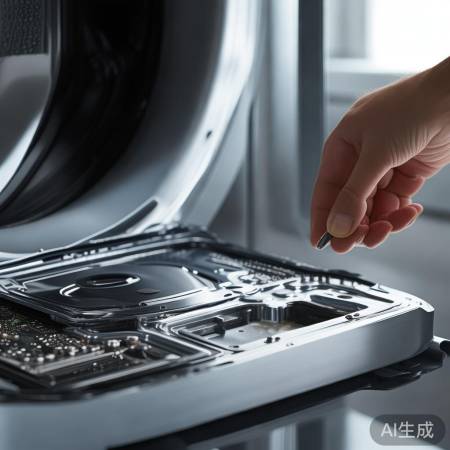 拧开洗衣机底盖，见电路板