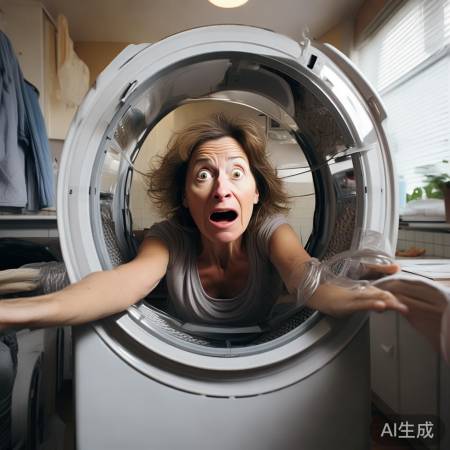 姐姐洗衣机里挣扎,哭笑不得惊慌