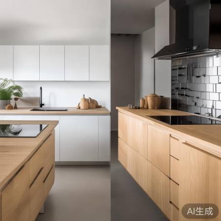 北欧风厨房，简约时尚；工业风厨