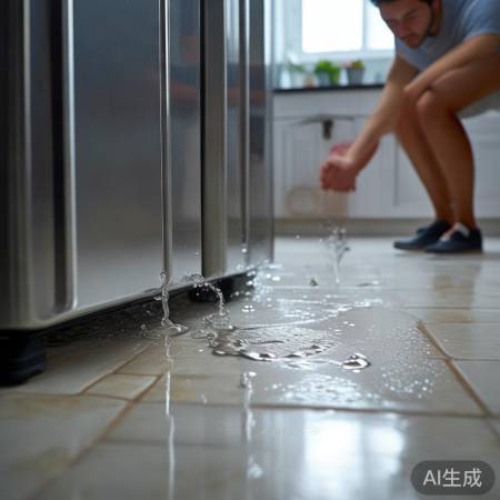 冰箱底/后积水，排水孔堵塞需清