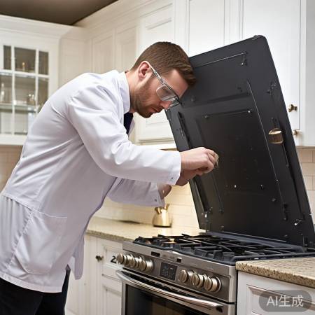 燃气灶检查后，紧固背面板螺丝。