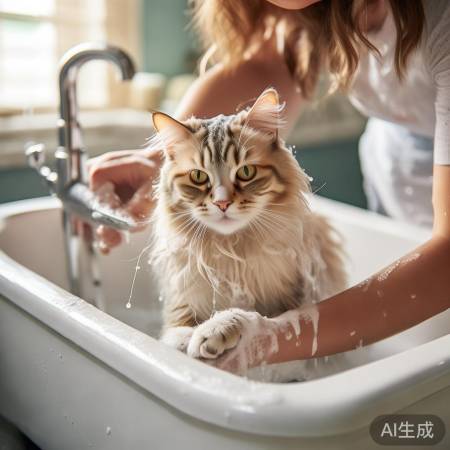 “猫咪洗澡:温和护理,掌握技巧