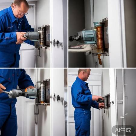 回门器安装：钻孔、固定、调弹簧