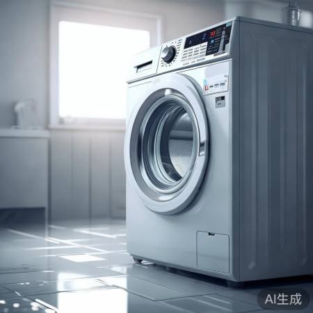 洗衣机启动，等待洗涤完成。