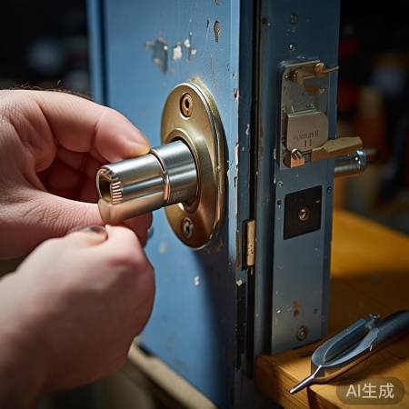 “安装新锁芯，注意方向匹配。”