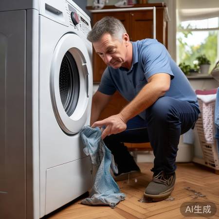 洗衣机排水不畅，细铁丝或吸尘器