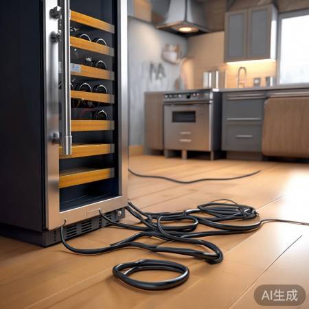 红酒柜电源线长度：量距留余。