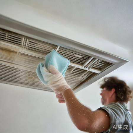 空调出风口清洁，酒精消毒，轻柔