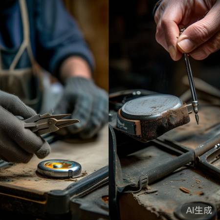 小心取出旧电池，避免伤手。