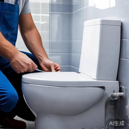 拆盖固定马桶，螺丝刀拧紧保障稳