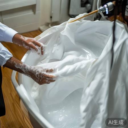 手洗西服：温水中性洗衣，轻揉晾