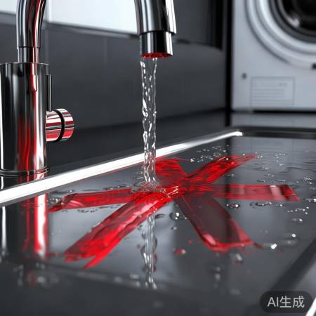 洗衣机进水故障,红色X警示!