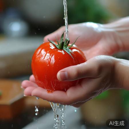 轻柔洗净西红柿，护美如初。