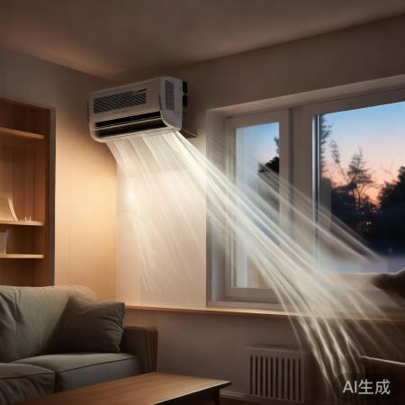 空调吹向避窗户，减少热量流失