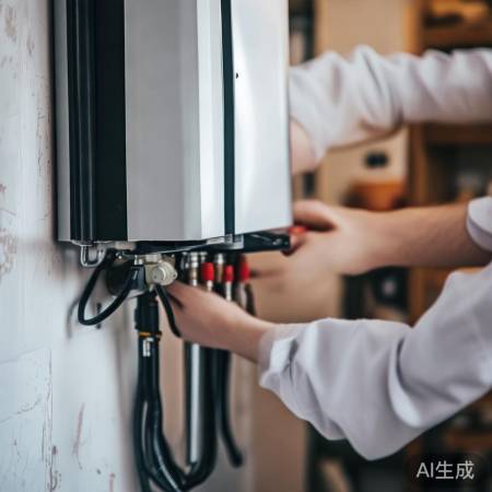 安装壁挂炉，连接电源管道。